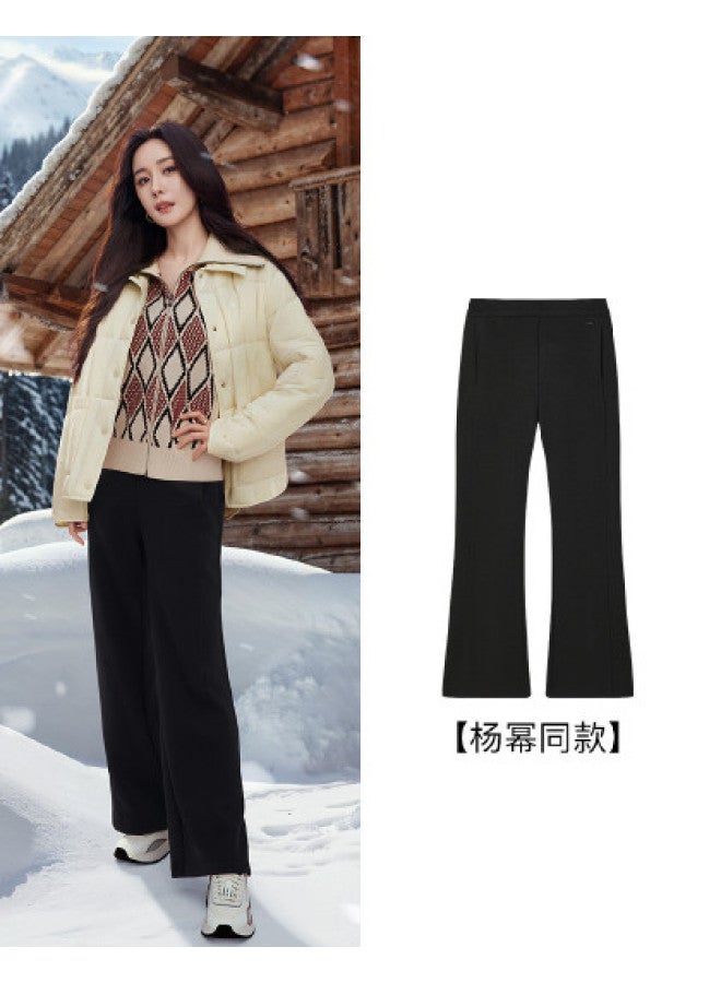 FILA [Yang Mi Same Style] Women'S Casual Pants Ladies Sport Simple Loose Wide-Leg Pants Versatile Knit Trousers - Image 1