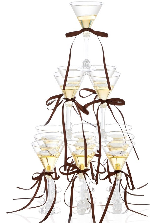 ماكسدوت مجموعة ماكس دوت المكونة من 30 قطعة من لوازم حفلات أعياد الميلاد الصغيرة، تتضمن أكواب إسبريسو مارتيني سعة 5 أونصات، وبرج شمبانيا بلاستيكي صغير مزين بفيونكات، لتزيين حفلات توديع العزوبية، وبار صغير (بني). - Image 1