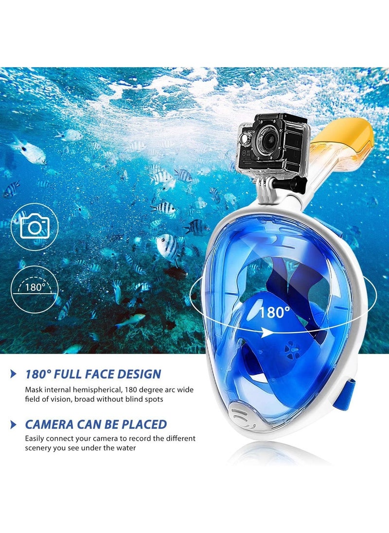 QSHOP QShop®️ 180 Degree Full Face Snorkel Mask, Free-Fleecing Design with Detachable Camera Mount, Anti-Fog, with Adjustable Head Straps, Professional Snorkeling Kit for Adults and Youth Snorkel Mask  - Image 3