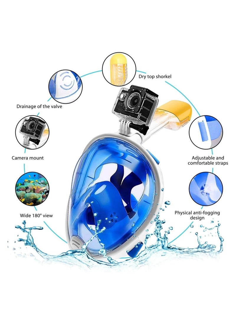 QSHOP - QShop®️ 180 Degree Full Face Snorkel Mask, Free-Fleecing Design with Detachable Camera Mount, Anti-Fog, with Adjustable Head Straps, Professional Snorkeling Kit for Adults and Youth Snorkel Mask - Image 1