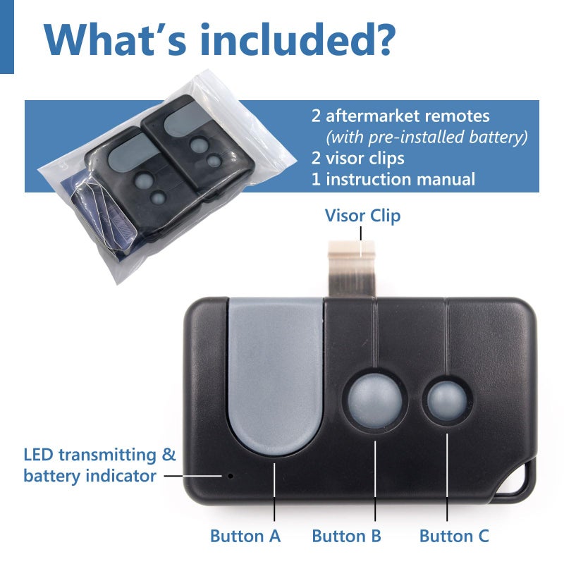 Solidremote Garage Door Opener Remote, for Sears Craftsman 139.53753 139.53681 139.53879 and More, 2 Pack - Image 2