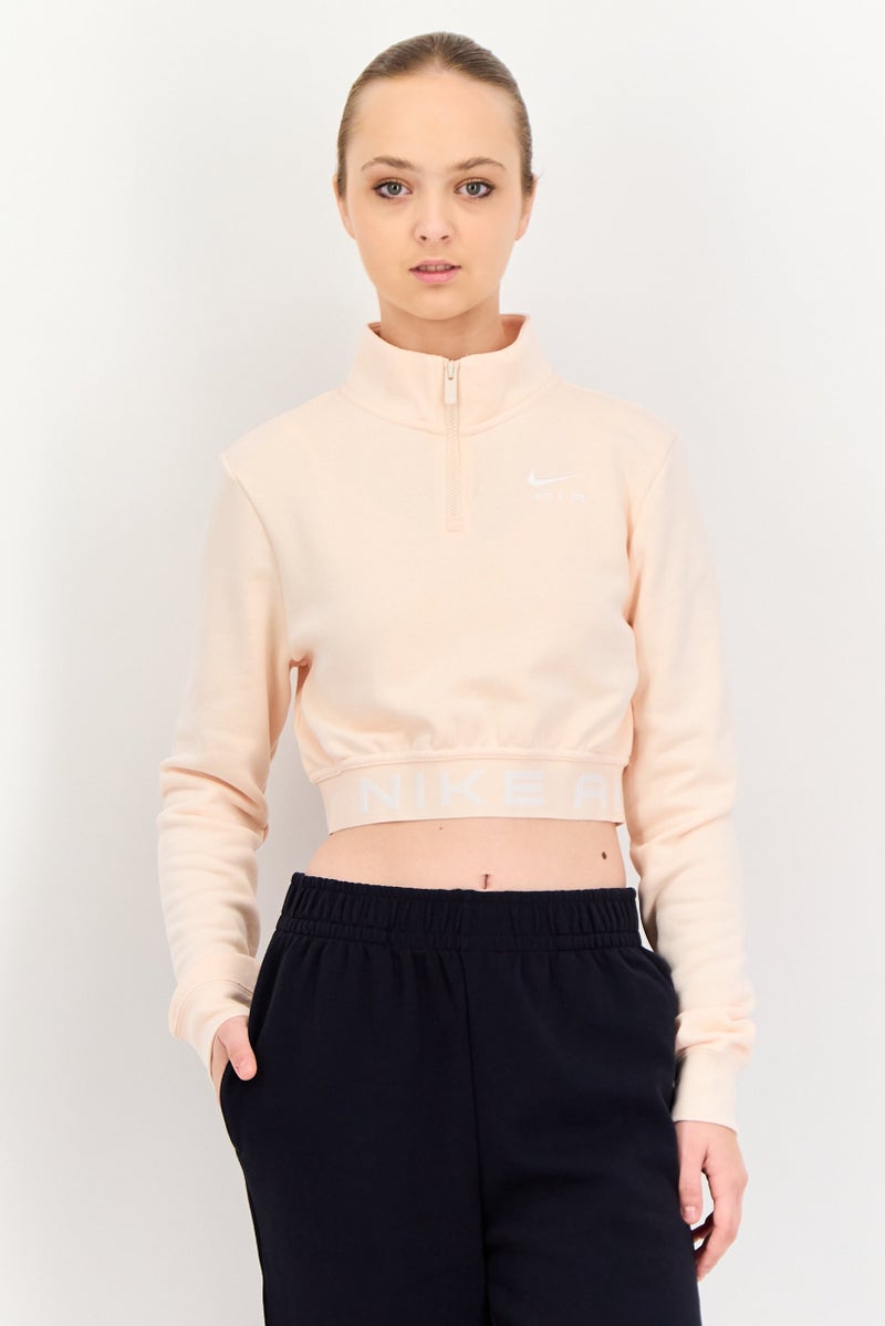 Nike Women Sportswear Fit Long Sleeves Outdoor Sweatshirt, Peach - Image 1