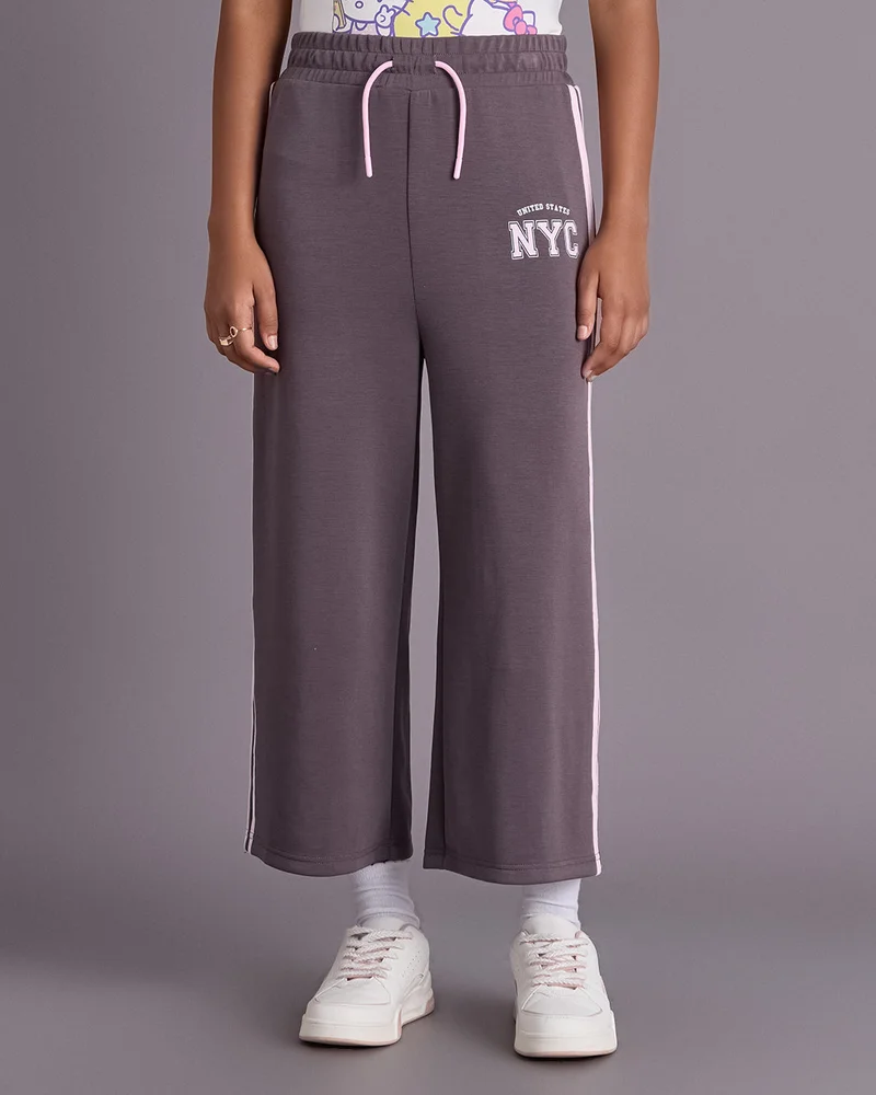 Redtag Senior Girls Grey Scuba Wideleg Pants