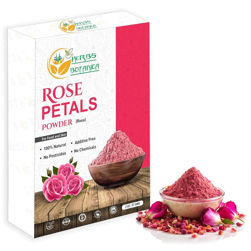 Herbs Botanica Rose Petal Powder Natural Chemical Free Rose Powder for Face Masks Skin Care DIY Beauty Aromatherapy and Culinary Use  2 oz No Added Preservatives or Colors