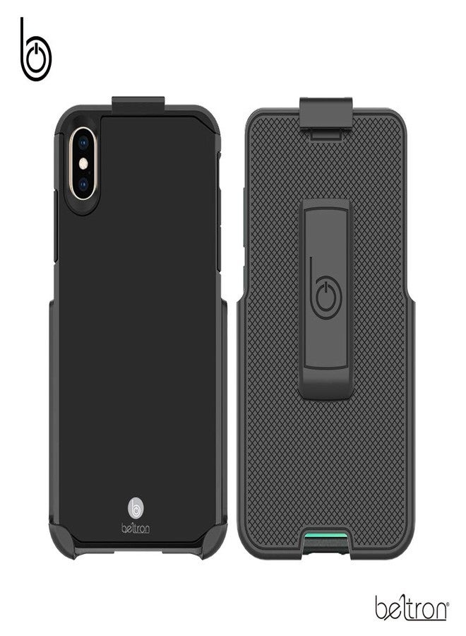 جراب BELTRON مع مشبك حزام لهاتف iPhone Xs Max، جراب هجين نحيف يوفر حماية كاملة ومتين، مع مشبك حزام دوار وحامل مدمج، مقاوم للخدش وممتص للصدمات لهاتف iPhone Xs Max - Image 3