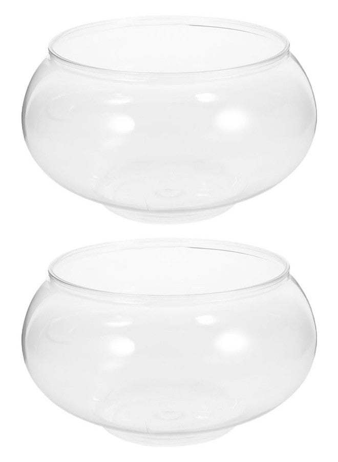 Toddmomy Clear Fish Bowl Vase Bubble, 2pcs Terrarium Fish Bowl Round Shallow Planter Desktop Goldfish Tank Hydroponic Planter Plastic Aquatic Plant Pot Daffodil Pot (2800ml) - Image 1