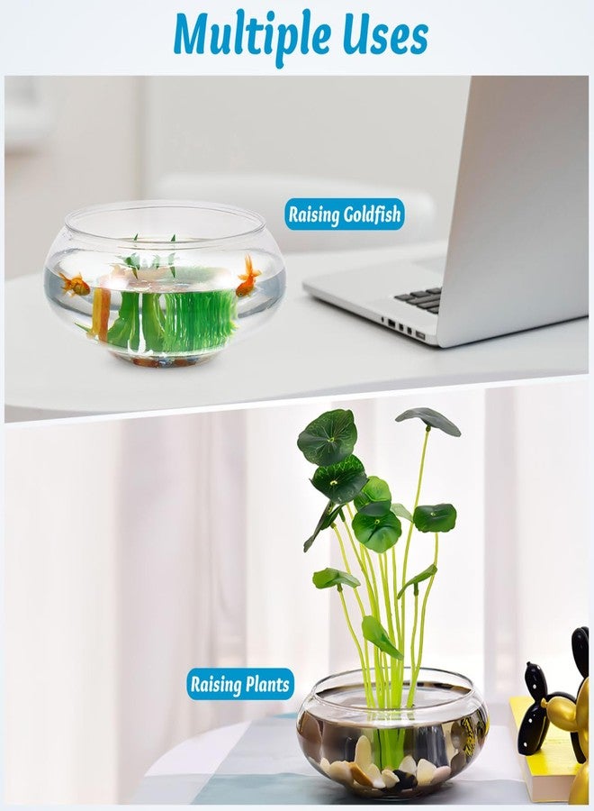 Toddmomy Clear Fish Bowl Vase Bubble, 2pcs Terrarium Fish Bowl Round Shallow Planter Desktop Goldfish Tank Hydroponic Planter Plastic Aquatic Plant Pot Daffodil Pot (2800ml) - Image 3