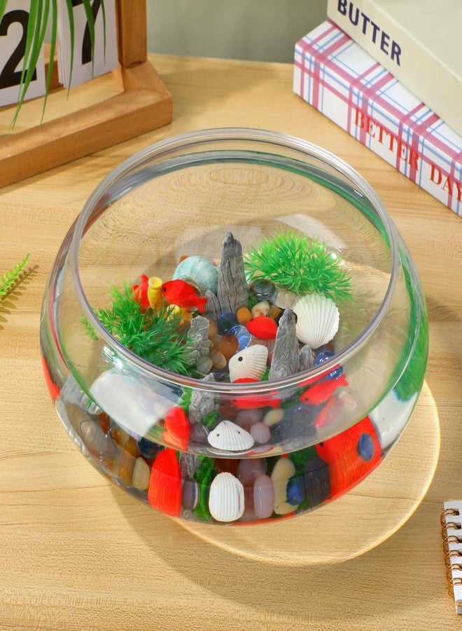 Toddmomy Clear Fish Bowl Vase Bubble, 2pcs Terrarium Fish Bowl Round Shallow Planter Desktop Goldfish Tank Hydroponic Planter Plastic Aquatic Plant Pot Daffodil Pot (2800ml) - Image 5
