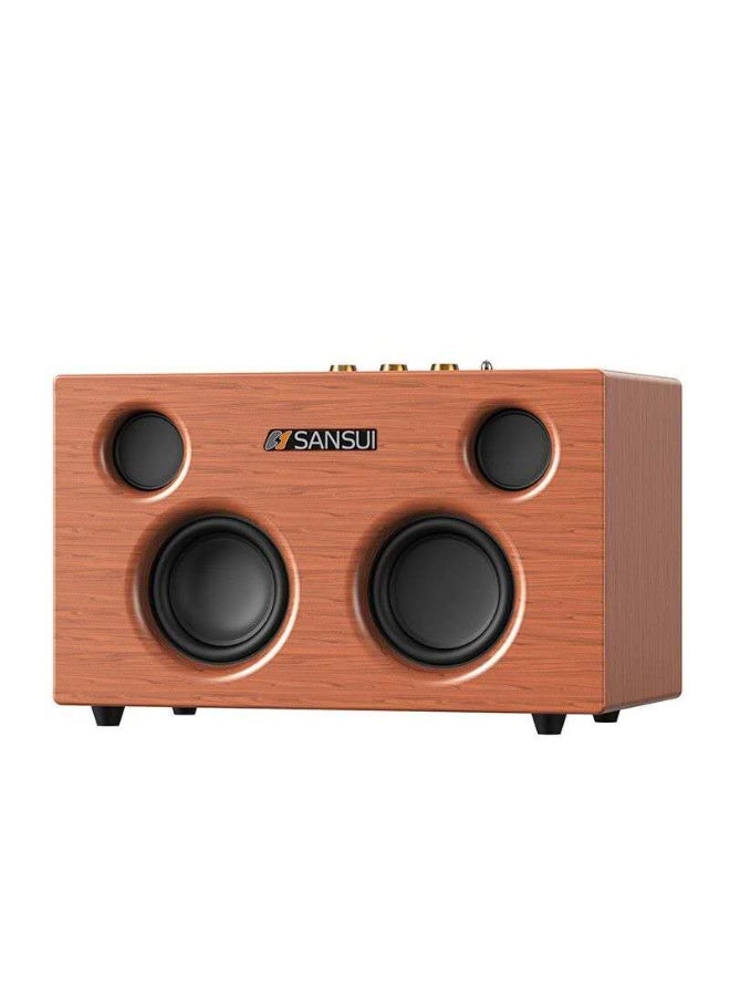 سانسوي مكبر صوت SANSUI SK302 عالي الجودة من الخشب الكامل مع بلوتوث، بطارية كبيرة بسعة 12000 مللي أمبير، صوت ستيريو بأربعة سماعات، بلوتوث 5.4 ودعم تشغيل USB وAUX للمنزل والتخييم والمكتب - Image 1