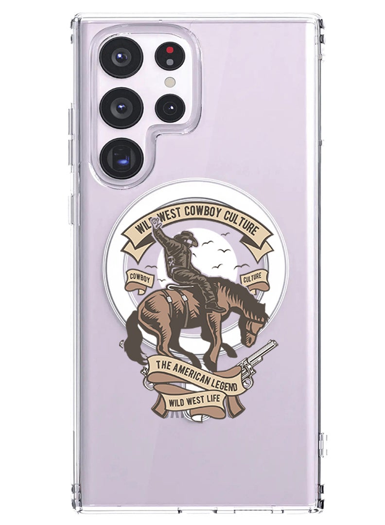 Theodor Magnetic Case for Samsung Galaxy S23 Ultra 6.8-inch Compatible with MagSafe Wireless Charging, Shockproof Phone Bumper Cover Wild west cowboy copy - Image 1