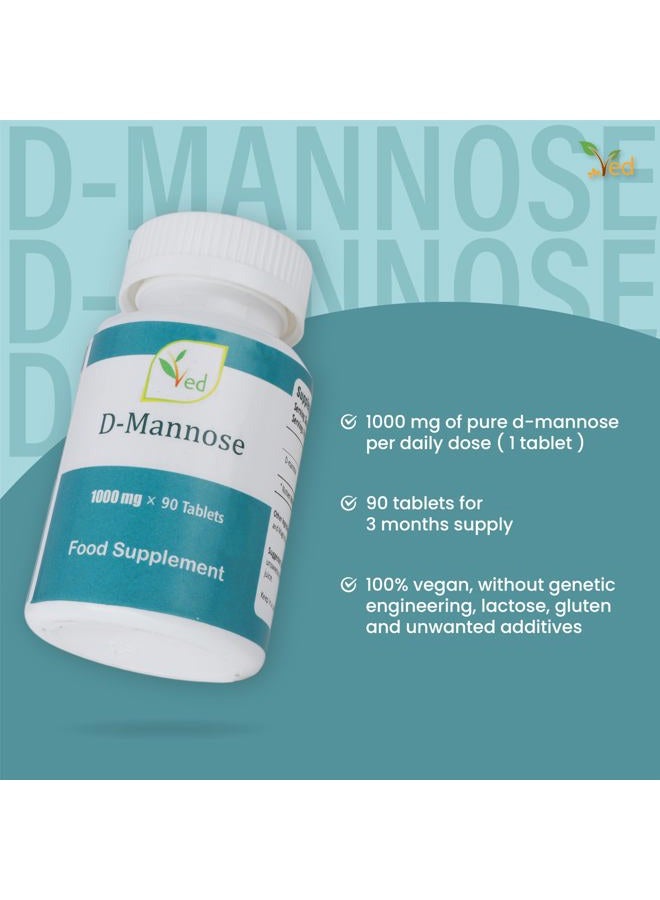 VED D-Mannose 1000mg, 90 Tablets - Urinary Tract and Bladder Health Support  - Image 5