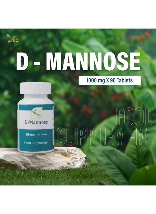 VED D-Mannose 1000mg, 90 Tablets - Urinary Tract and Bladder Health Support  - Image 2
