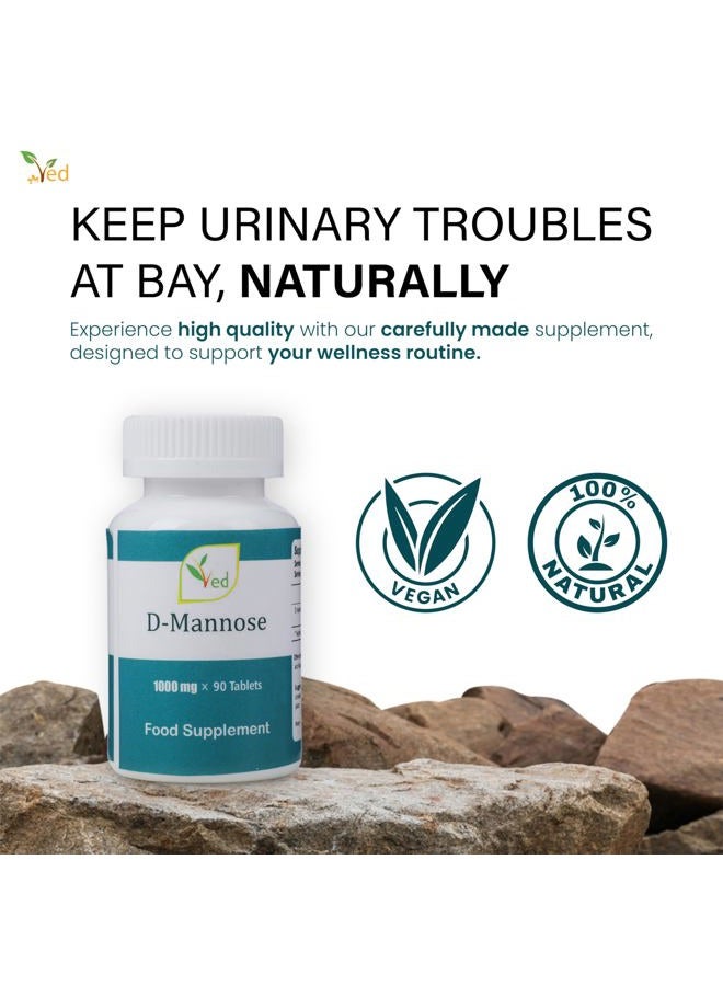 VED D-Mannose 1000mg, 90 Tablets - Urinary Tract and Bladder Health Support  - Image 3