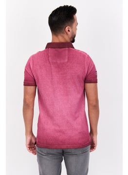 Canadian Peak Men Regular Fit Graphic Print Short Sleeves Polo, Burgundy  - Image 2