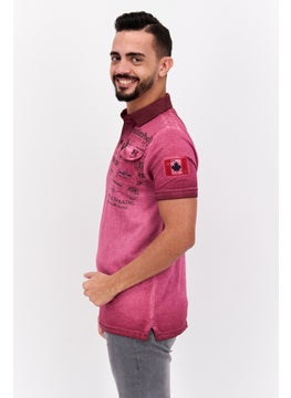 Canadian Peak Men Regular Fit Graphic Print Short Sleeves Polo, Burgundy  - Image 3
