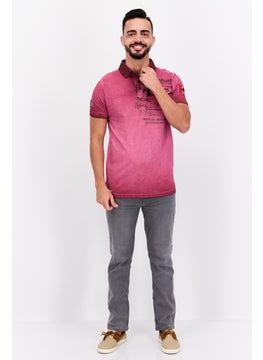 Canadian Peak Men Regular Fit Graphic Print Short Sleeves Polo, Burgundy  - Image 4