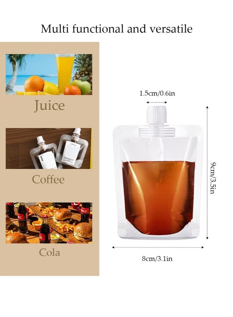 SYOSI 50 PCS PE Coffee Liquid Pouch,Disposable Coffee Liquid Packaging Bag,Flask Kit Clear Drink Pouches,Convenient Drinking Water Bags Leak Proof PE Drinking for Travel Outdoor Sports Concerts Events  - Image 2