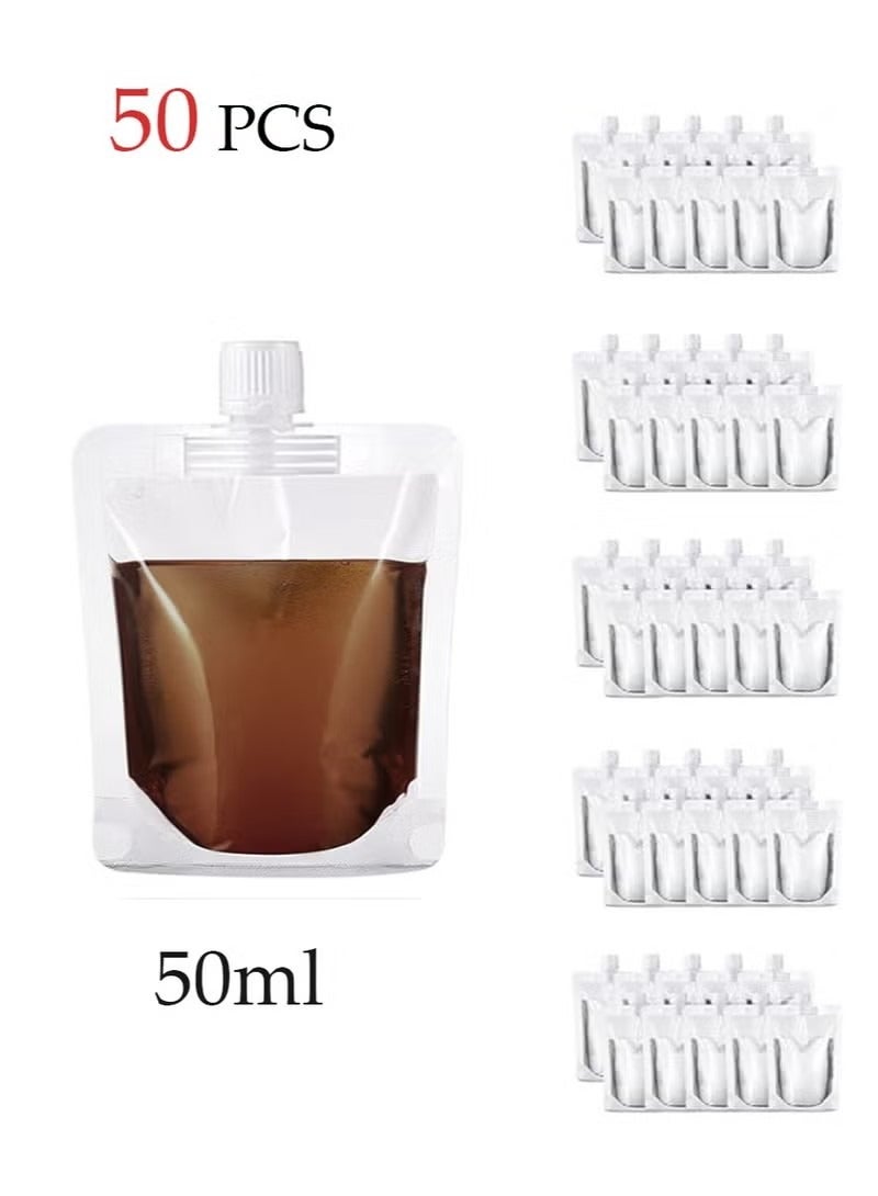 SYOSI 50 PCS PE Coffee Liquid Pouch,Disposable Coffee Liquid Packaging Bag,Flask Kit Clear Drink Pouches,Convenient Drinking Water Bags Leak Proof PE Drinking for Travel Outdoor Sports Concerts Events  - Image 1