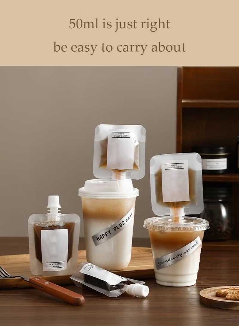 SYOSI 50 PCS PE Coffee Liquid Pouch,Disposable Coffee Liquid Packaging Bag,Flask Kit Clear Drink Pouches,Convenient Drinking Water Bags Leak Proof PE Drinking for Travel Outdoor Sports Concerts Events  - Image 4