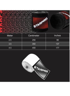 Starpro Boxing Hand Wraps - Carbon Woven Cotton Bandages - 2.55m 3.5m 4.5m - Boxing Wraps For Men Women Kids for Training Sparring Fitness & Martial Arts  - Image 2