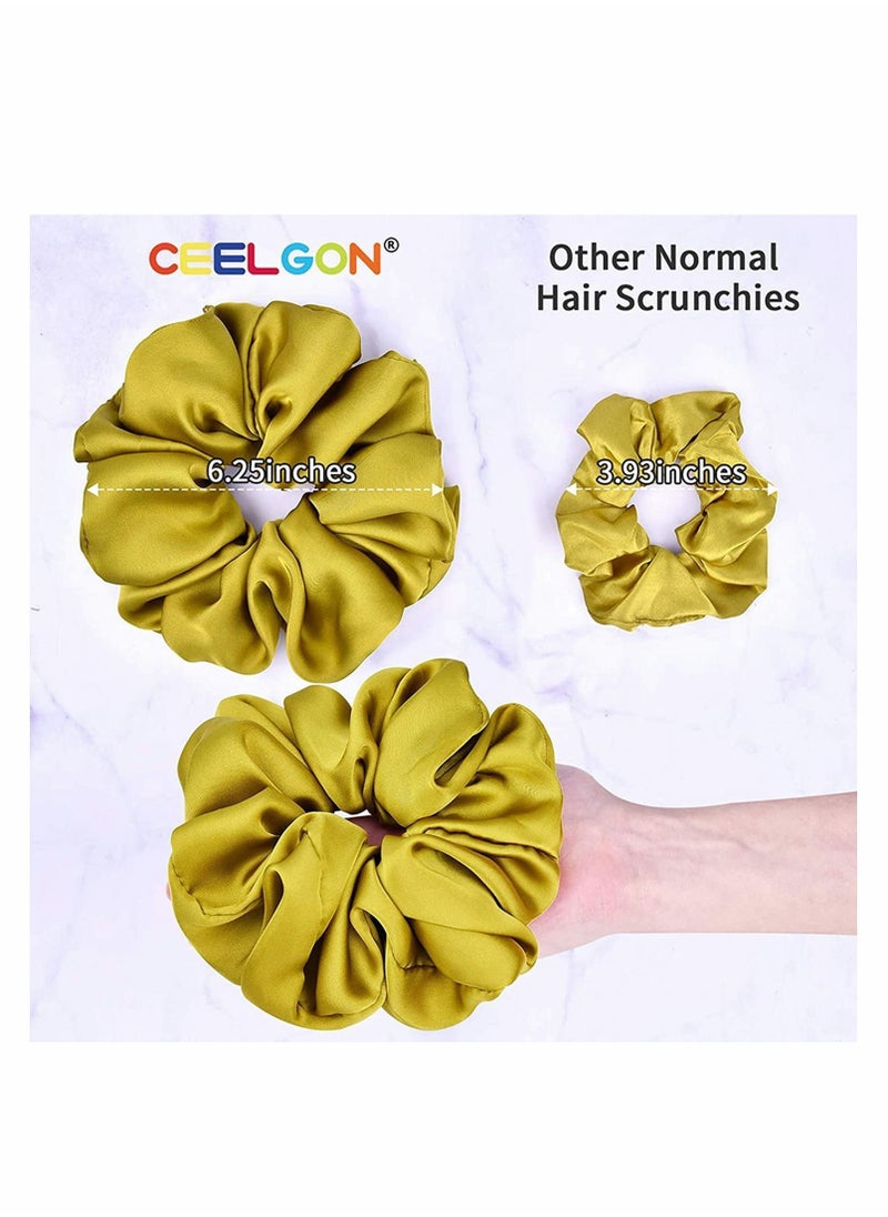 Y&D - Hair Ties Real Silk Scrunchies for Women, Large Scrunchie Satin Oversized Thick Elastic Jumbo 6 Pack - Image 1