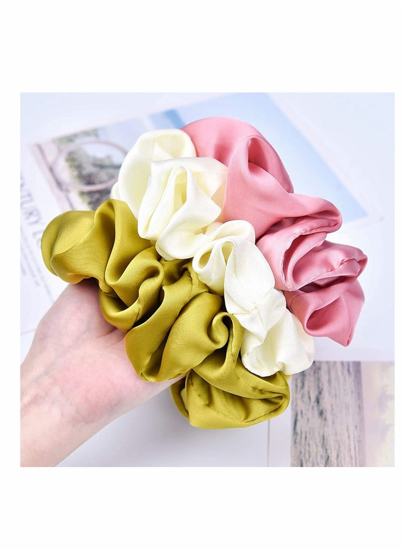 Y&D - Hair Ties Real Silk Scrunchies for Women, Large Scrunchie Satin Oversized Thick Elastic Jumbo 6 Pack - Image 1