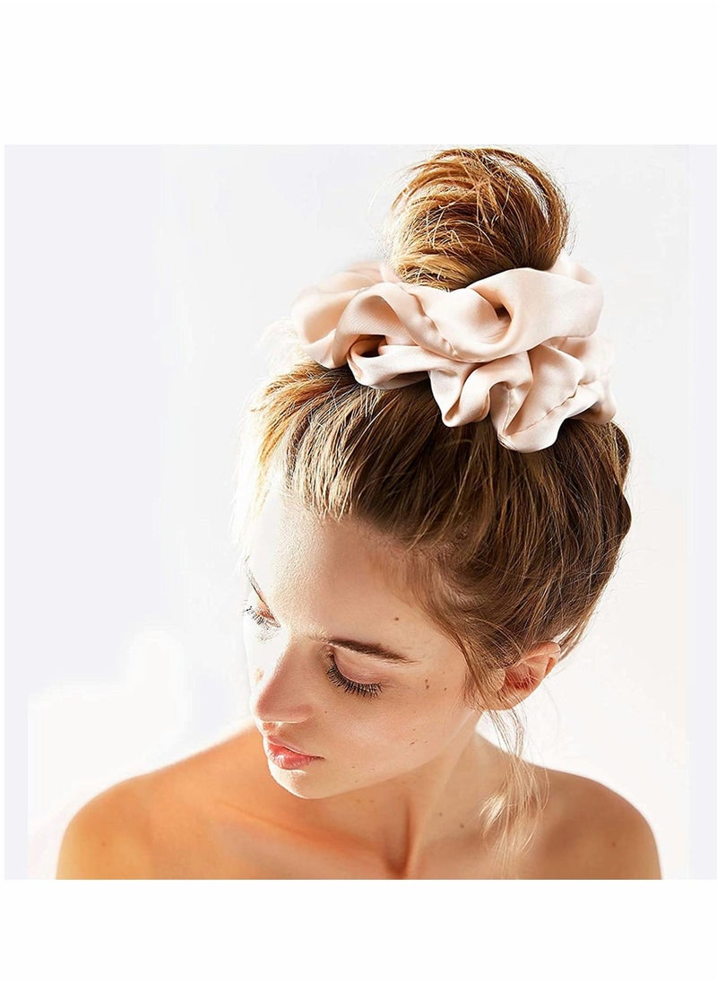 Y&D - Hair Ties Real Silk Scrunchies for Women, Large Scrunchie Satin Oversized Thick Elastic Jumbo 6 Pack - Image 1