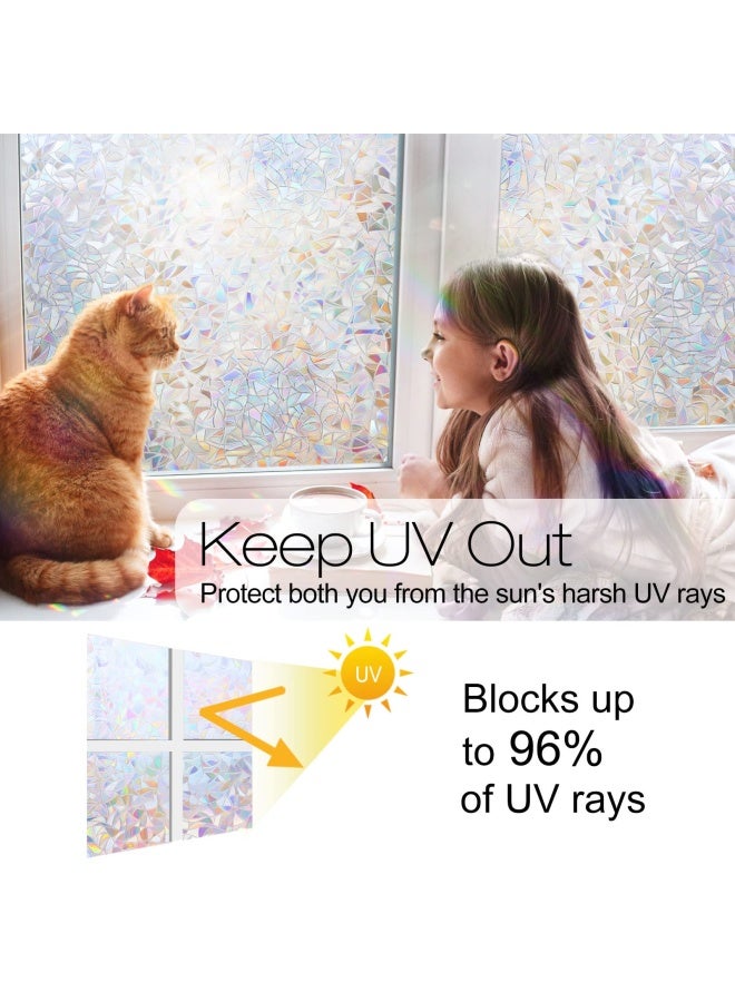 rabbitgoo Window Privacy Film Rainbow Film Decorative Window Sticker 3D Static Stained Glass Cling Tint for Home Heat Control NonAdhesive 175 x 787 inches - Image 3