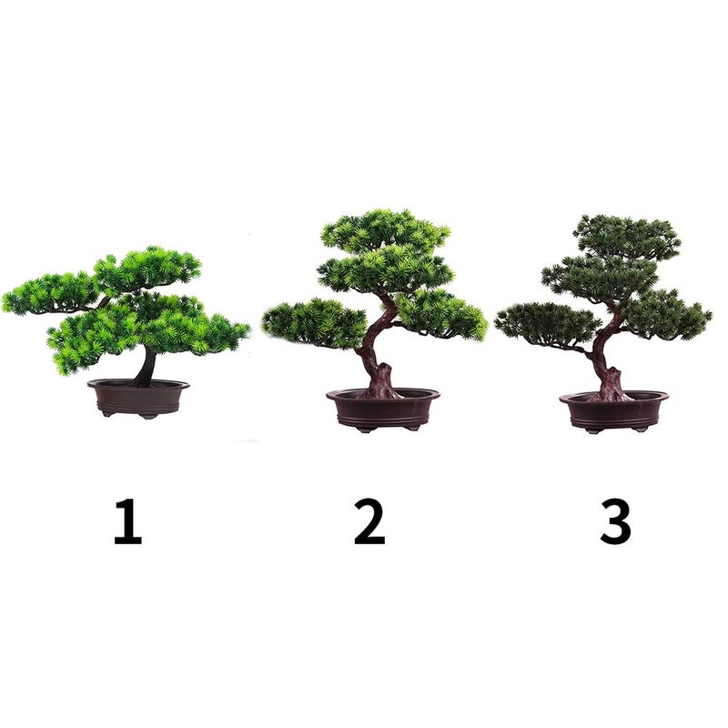 beiyoule Artificial Bonsai Pine Tree, Plastic Simulation Potted Plant DIY Decorative Bonsai, Desk Display Fake Tree Pot Ornaments Home Office Bedroom Living Room Farmhouse Decorations(Style 3) - Image 3