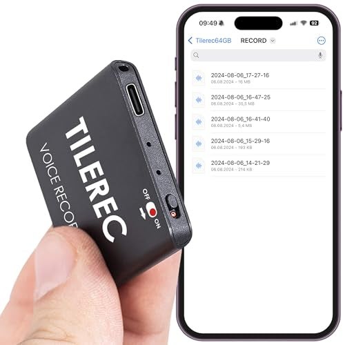 attodigit@l Voice Activated Recorder with Playback 64GB Storage 1100 Hours of Audio Recording Slim Portable for Meetings Interviews Classes Easy Notetaker TileREC Dark Grey by Atto Digital