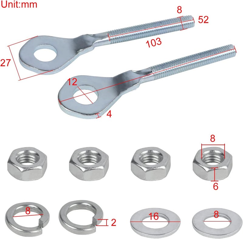 FLYPIG 0.4" 12MM Chain Wheel Axle Adjusters Tensioner for 50CC 70CC 90CC 110CC 125CC CRF70 CT70 XL75 XR50 XR70 XR80 XR100 Dirt Bike 4 Wheeler Taotao Chain Axle Adjuster - Image 2