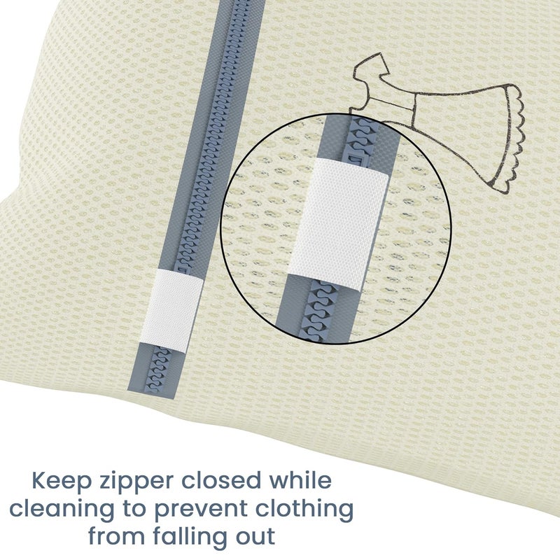 Kuber Industries Set of 18 Polyester Mesh Laundry Bag with Zip Reusable Washing Bags for Washing Machine Ideal for Delicate Fabrics Lingerie Shoes Protection YZ4BG Beige - Image 2