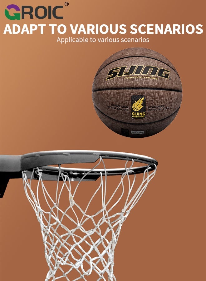 GROIC Official Size 7 Basketball, 29.5 Basketball,Outdoor Composite Basketball Rubber Basketball, Wear Resistant and Easy Grip Practice Basketball for Indoor Outdoor Games(Brown) - Image 3