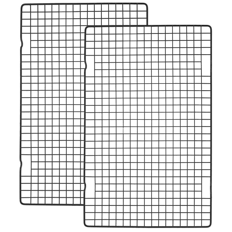 Tebery تبيري 2 عبوة رفوف طهي سلكية ثقيلة، رفوف خبز تناسب صينية نصف، شبكة خبز غير لاصقة للتشويح والطهي والشواء والتجفيف - 16" x 10" - Image 1