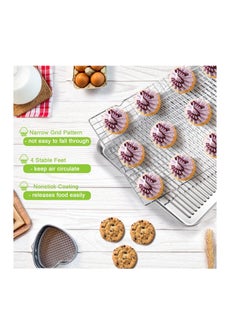 Tebery Tebery 2 Pack Heavy-Duty Wire Cooking Rack Baking Racks Fits Half Sheet Pan, Nonstick Baking & Cooling Grid for Roasting, Cooking, Grilling, Drying - 16" x 10"  - Image 5