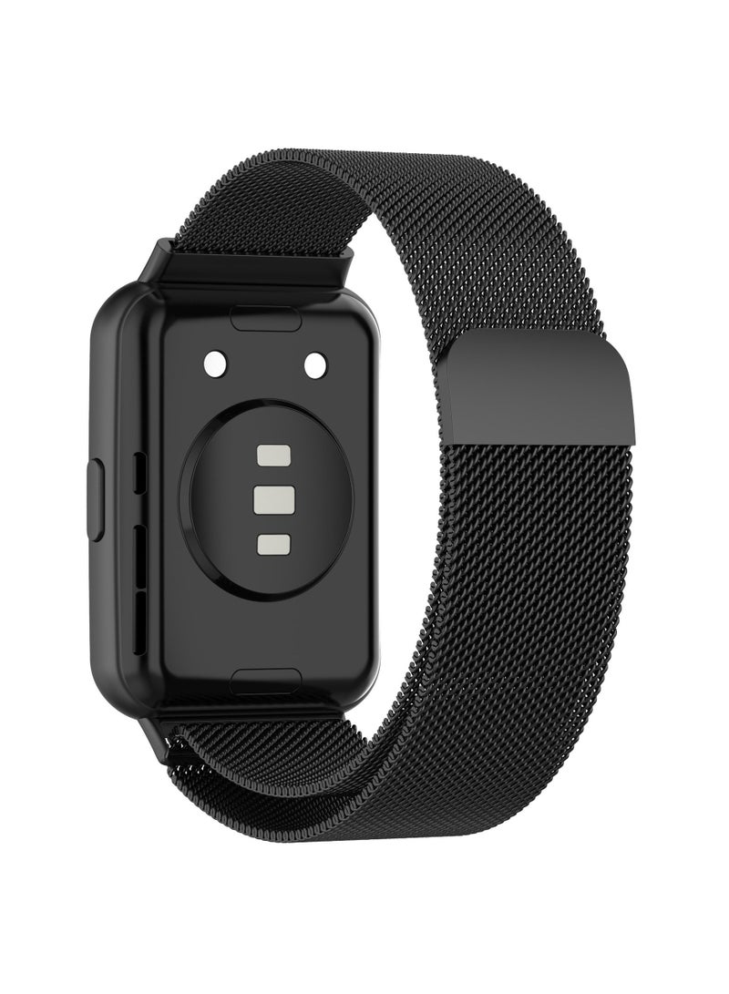 Straps Compatible with Huawei Fit 2 Magnetic Stainless Steel Watch Band for Men and Women,Black - Image 2