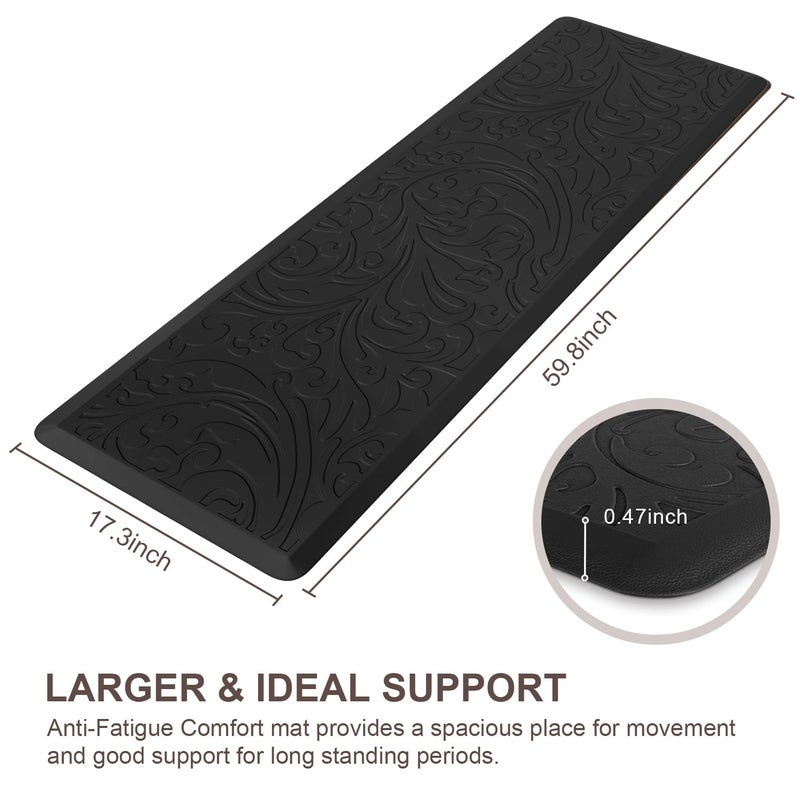 KMAT Kitchen Mat Cushioned Anti-Fatigue Waterproof Non-Slip Standing Mat Ergonomic Comfort Rug for Home,Office,Sink,Laundry,Desk 17.3" (W) x 60"(L),Black - Image 2