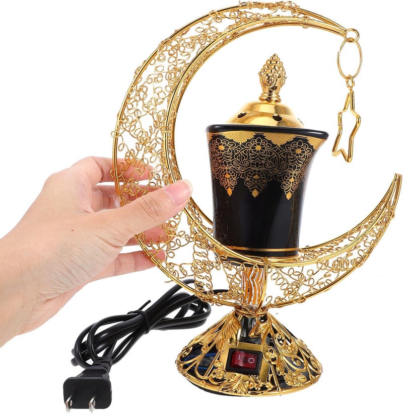 مبخرة كهربائية حارقة لحامل البخور الخزفي بتصميم قابس آمن للعلاج العطري لتزيين المنزل والاسترخاء والتأمل مع جهد أمريكي عربي الطراز - Image 3