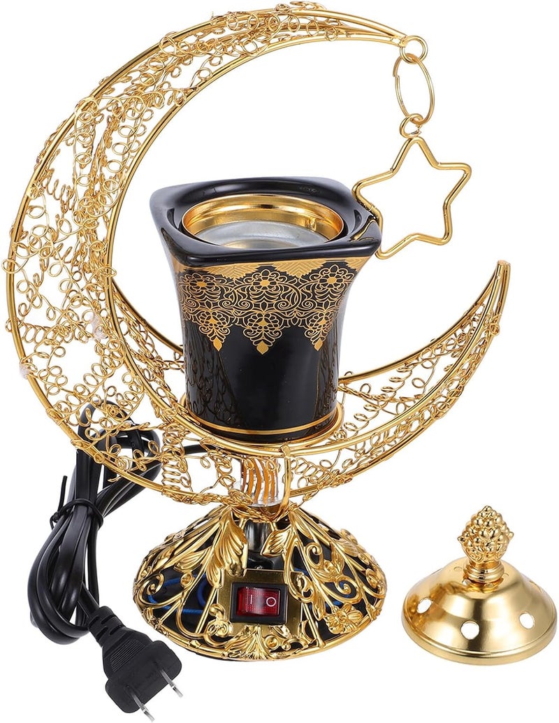 مبخرة كهربائية حارقة لحامل البخور الخزفي بتصميم قابس آمن للعلاج العطري لتزيين المنزل والاسترخاء والتأمل مع جهد أمريكي عربي الطراز - Image 1