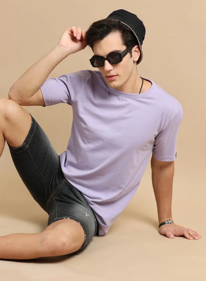 Bushirt Solid Round Neck Regular Fit T-Shirt by Styli