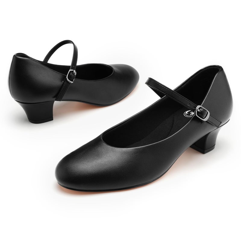 Stelle 1.5" Character Shoes for Women Dance Shoes Stylish Ankle Strap for Ballroom Salsa Tango Flamenco Latin(Black,8MW) - Image 1