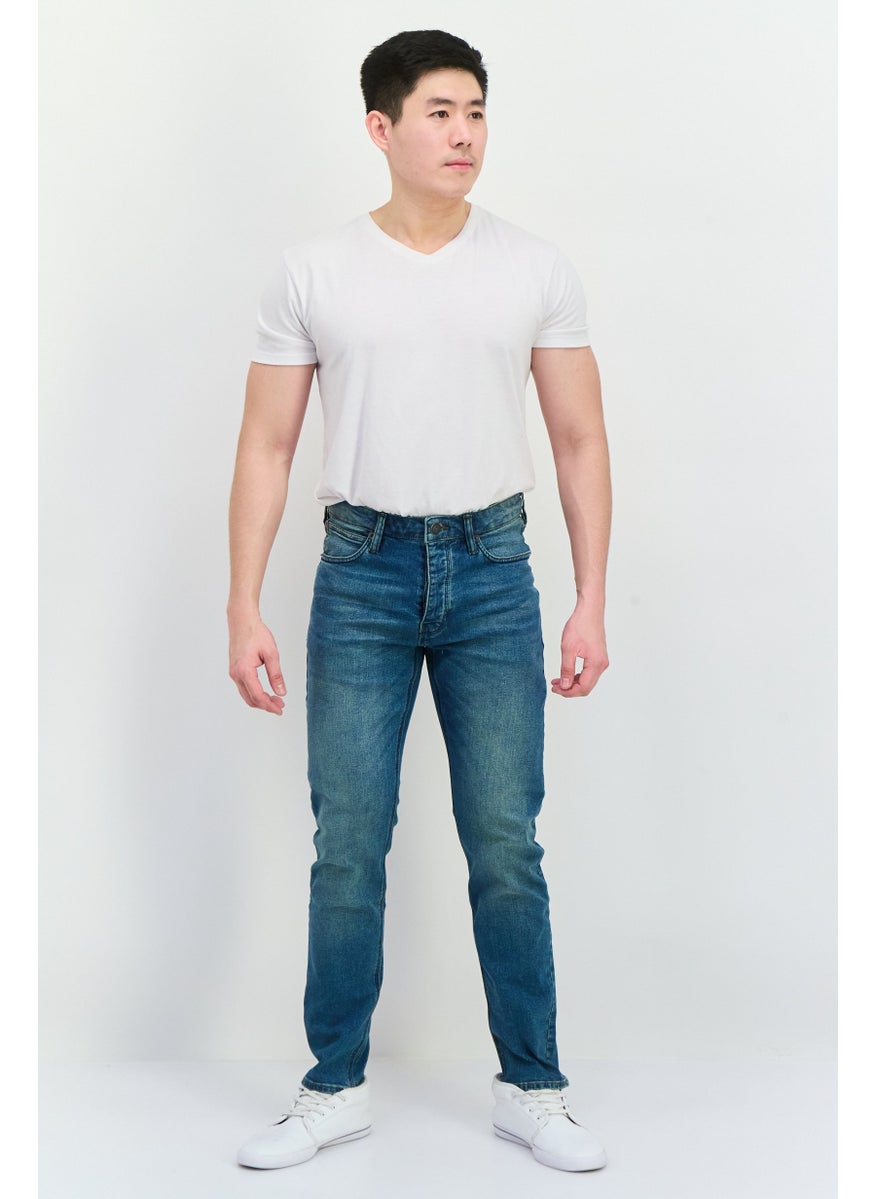 French Connection Men Slim Fit Washed Denim Jean, Blue  - Image 4