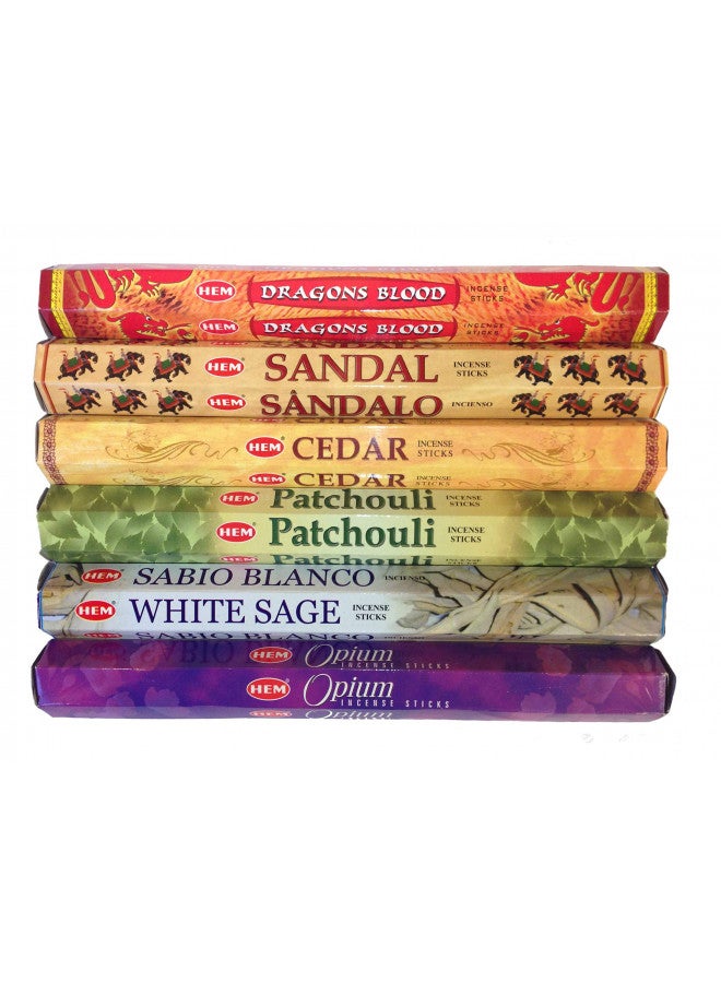 HEM Incense Sticks Best Sellers 6 Boxes X 20 Grams, Total 120 Gm