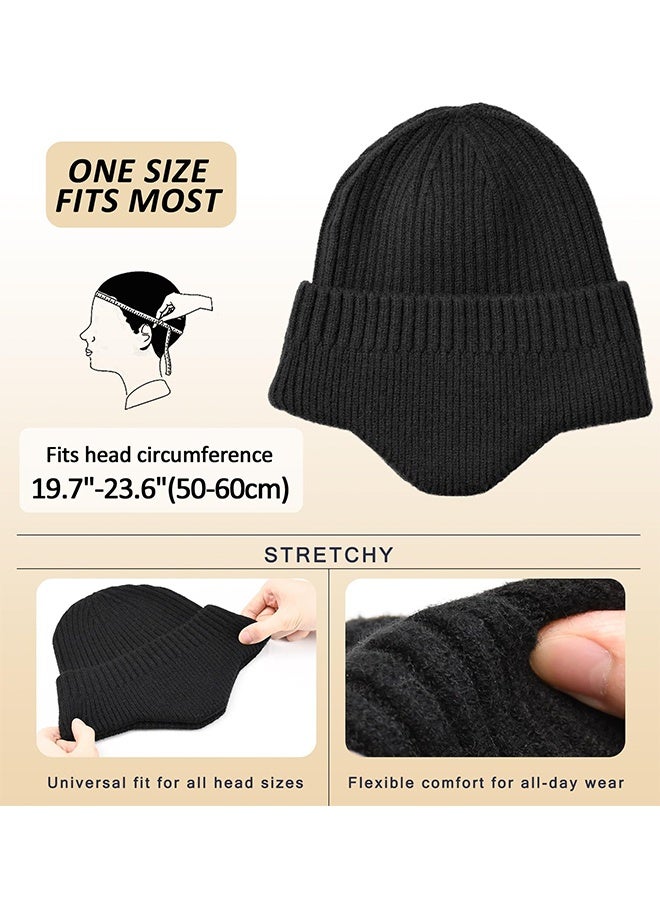اتش واي قطعتان من قبعات الشتاء مع أغطية للأذن للرجال والنساء، قبعة شتوية للزوجين، قبعة محبوكة ناعمة ودافئة وقابلة للتنفس، قبعة بأغطية للأذن دافئة، مناسبة للجنسين للنشاطات الخارجية - Image 2