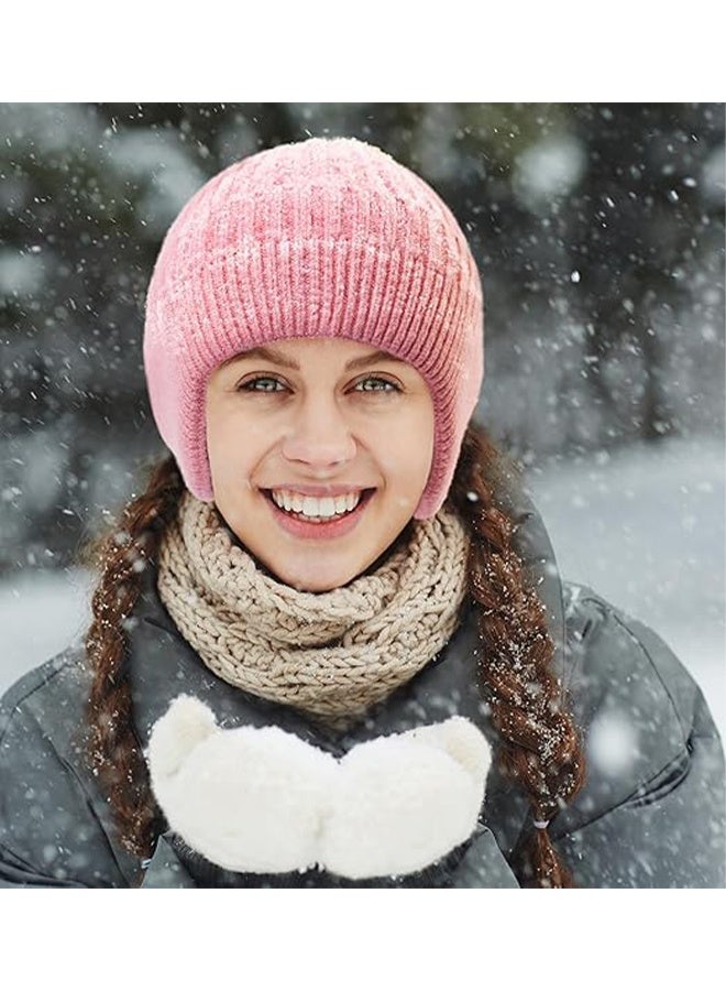 اتش واي قطعتان من قبعات الشتاء مع أغطية للأذن للرجال والنساء، قبعة شتوية للزوجين، قبعة محبوكة ناعمة ودافئة وقابلة للتنفس، قبعة بأغطية للأذن دافئة، مناسبة للجنسين للنشاطات الخارجية - Image 5