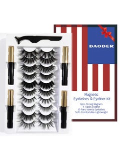 DAODER DAODER Wispy Magnetic Eyelashes Natural Magnetic Lashes Dramatic Magnetic False Eyelashes long with 4 Magnetic Eyeliner Kit 10 Various Magnetic Fake Eyelashes Strip with 6 Magnets Reusable  - Image 1