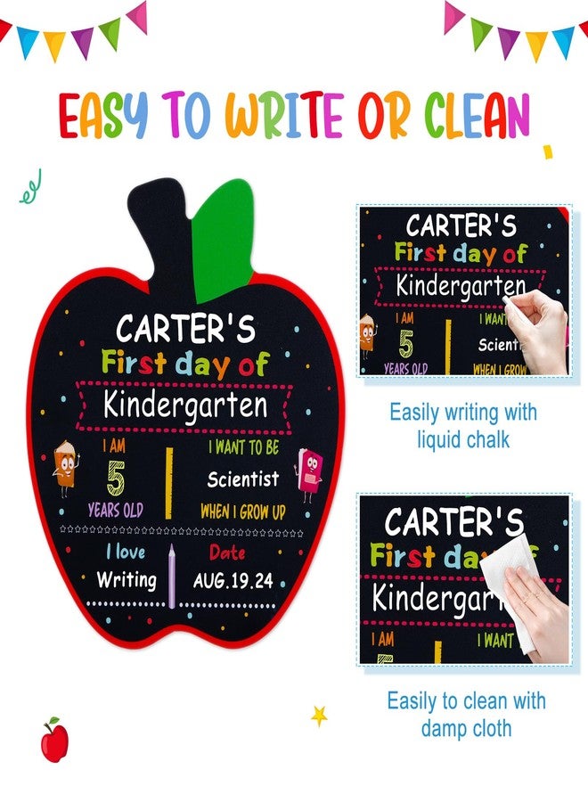 WhatSign First Day of School Sign - Apple Shape 10" X 11" Double Sided Chalkboard Reusable - Back to School Sign for Kids, Girls, Boys - Image 2