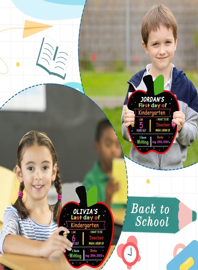 WhatSign First Day of School Sign - Apple Shape 10" X 11" Double Sided Chalkboard Reusable - Back to School Sign for Kids, Girls, Boys - Image 5