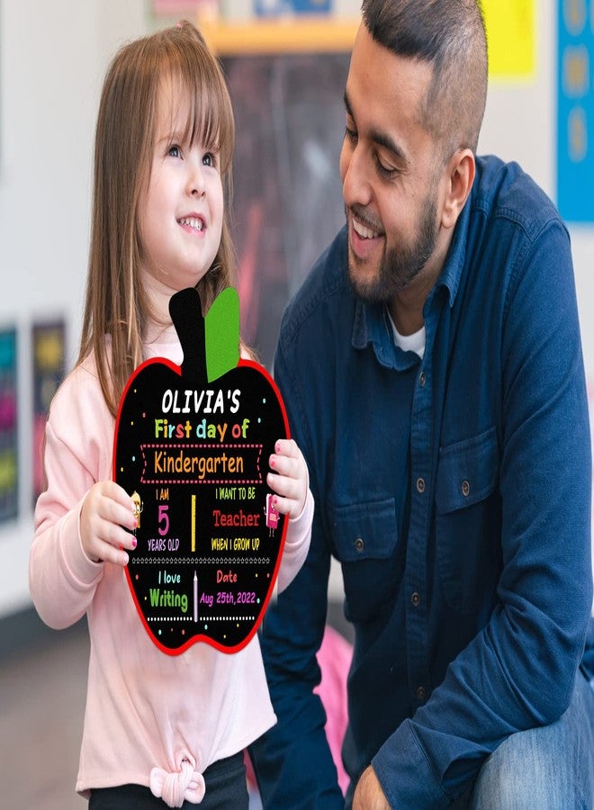WhatSign First Day of School Sign - Apple Shape 10" X 11" Double Sided Chalkboard Reusable - Back to School Sign for Kids, Girls, Boys - Image 4