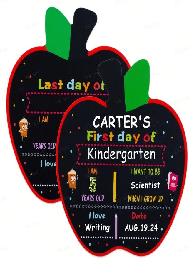 WhatSign First Day of School Sign - Apple Shape 10" X 11" Double Sided Chalkboard Reusable - Back to School Sign for Kids, Girls, Boys - Image 1